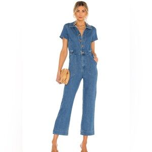 Show Me Your MuMu Emery Jean Denim Jumpsuit Medium Blue